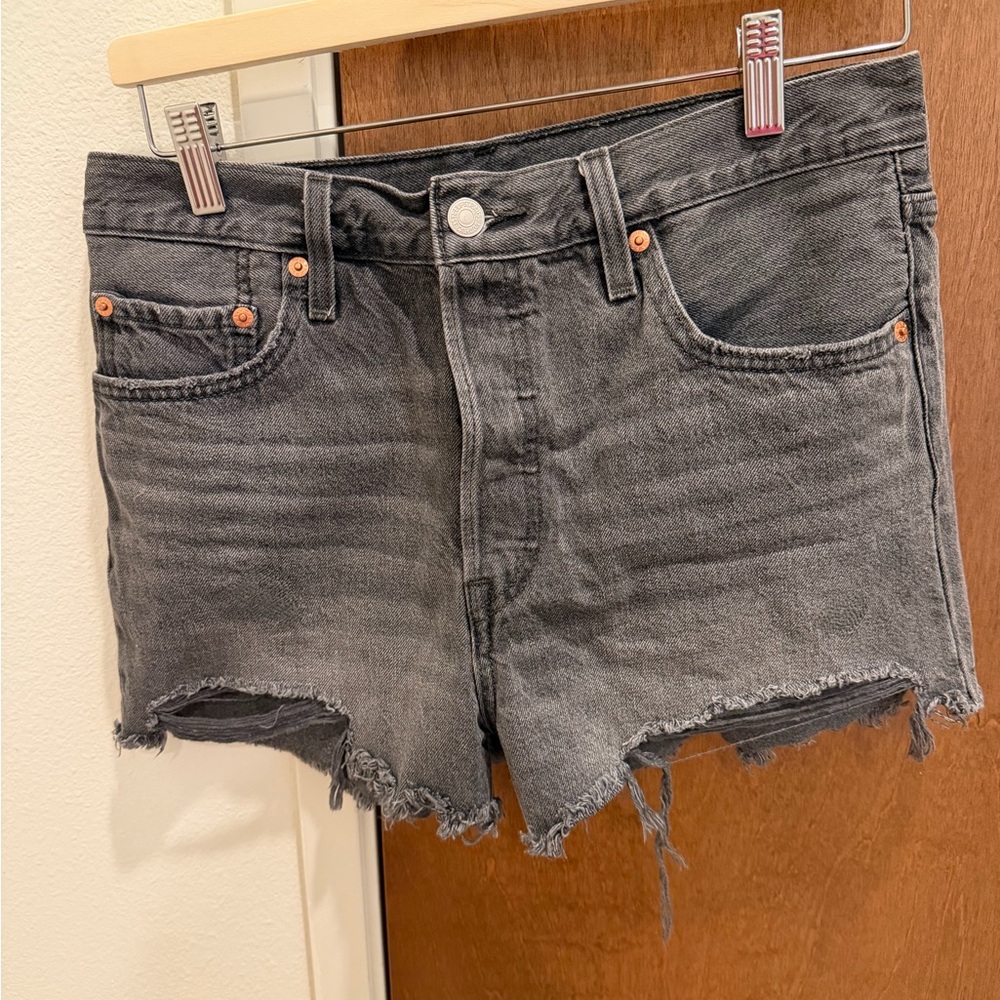 Levi’s Black Washed High-Rise Cutoff Denim Women Shorts